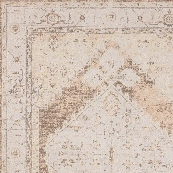 Beige And Brown Floral Distressed Area Rug Photo 7