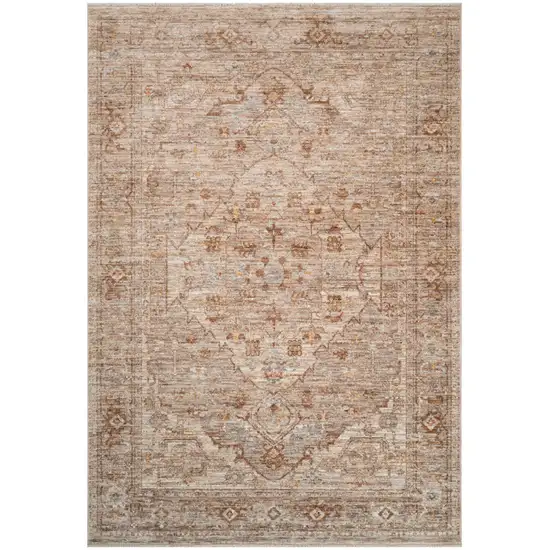 Beige And Brown Floral Medallion Runner Rug With Fringe Photo 4