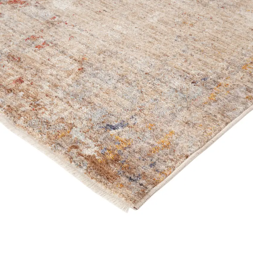 Beige And Brown Floral Medallion Runner Rug With Fringe Photo 7