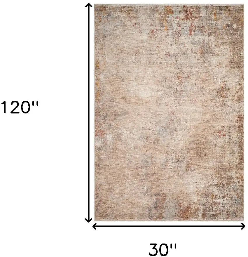 Beige And Brown Floral Medallion Runner Rug With Fringe Photo 3