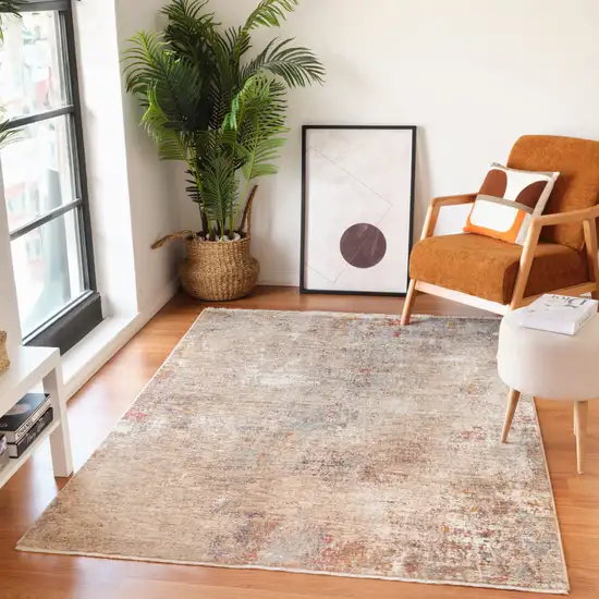 Beige And Brown Floral Medallion Runner Rug With Fringe Photo 9