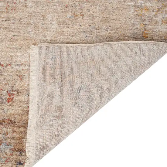 Beige And Brown Floral Medallion Runner Rug With Fringe Photo 8