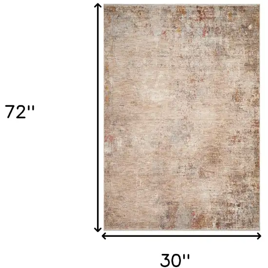 Beige And Brown Floral Medallion Runner Rug With Fringe Photo 3