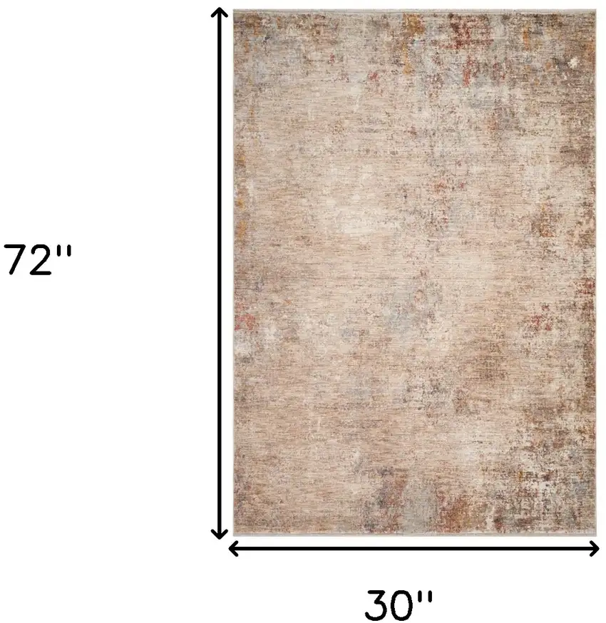 Beige And Brown Floral Medallion Runner Rug With Fringe Photo 3