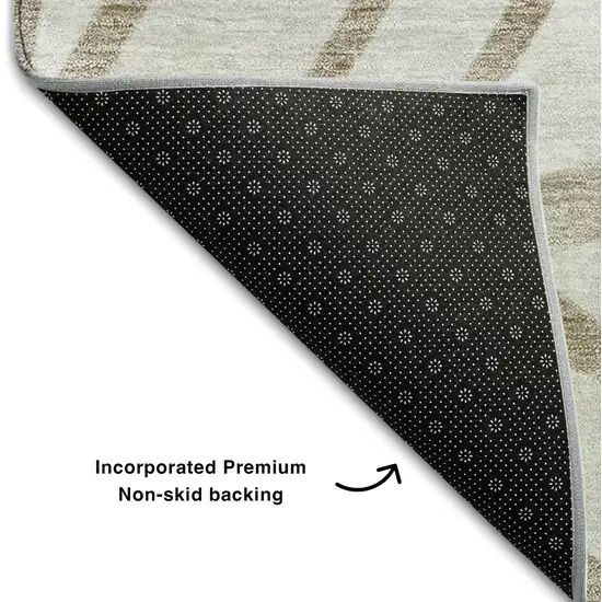 Beige And Brown Floral Washable Area Rug With UV Protection Photo 7