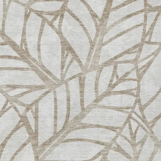 Beige And Brown Floral Washable Indoor Outdoor Area Rug Photo 4