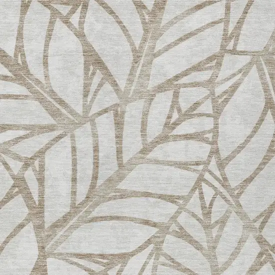 Beige And Brown Floral Washable Indoor Outdoor Area Rug Photo 4