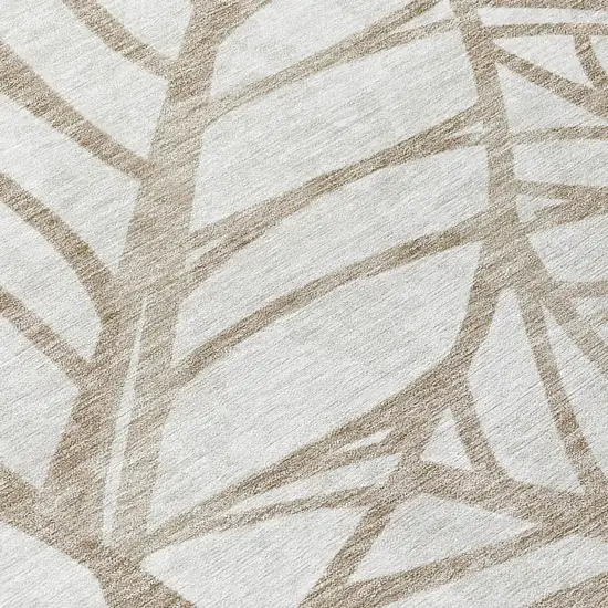Beige And Brown Floral Washable Indoor Outdoor Area Rug Photo 7