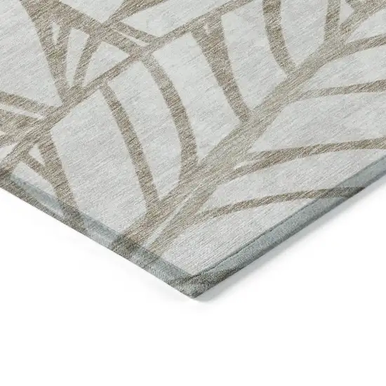 Beige And Brown Floral Washable Indoor Outdoor Area Rug Photo 4