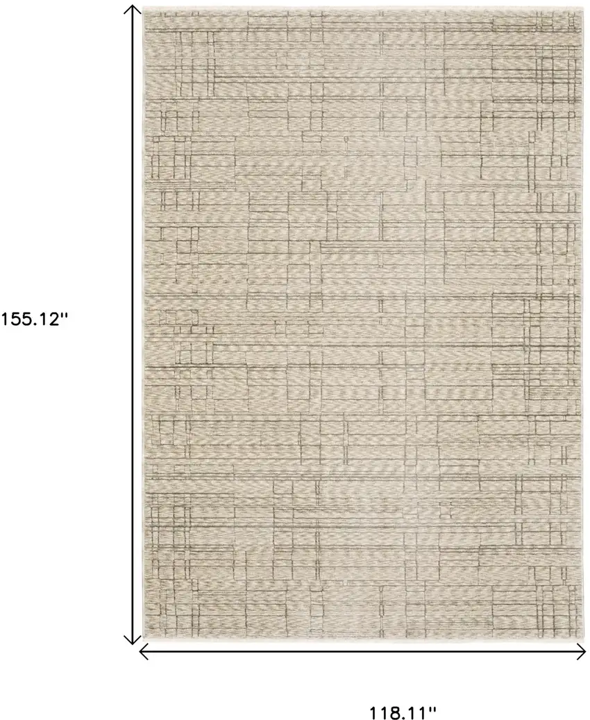 Beige And Brown Geometric Area Rug With Fringe Photo 3