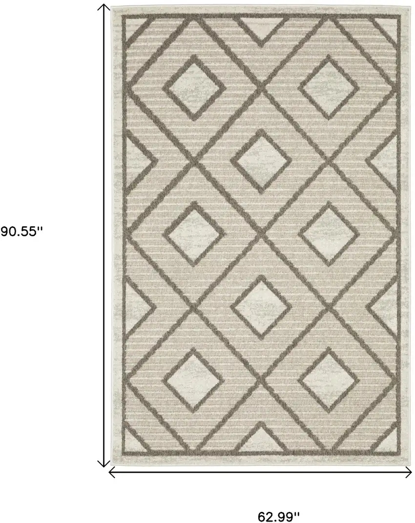 Beige And Brown Geometric Area Rug Photo 3