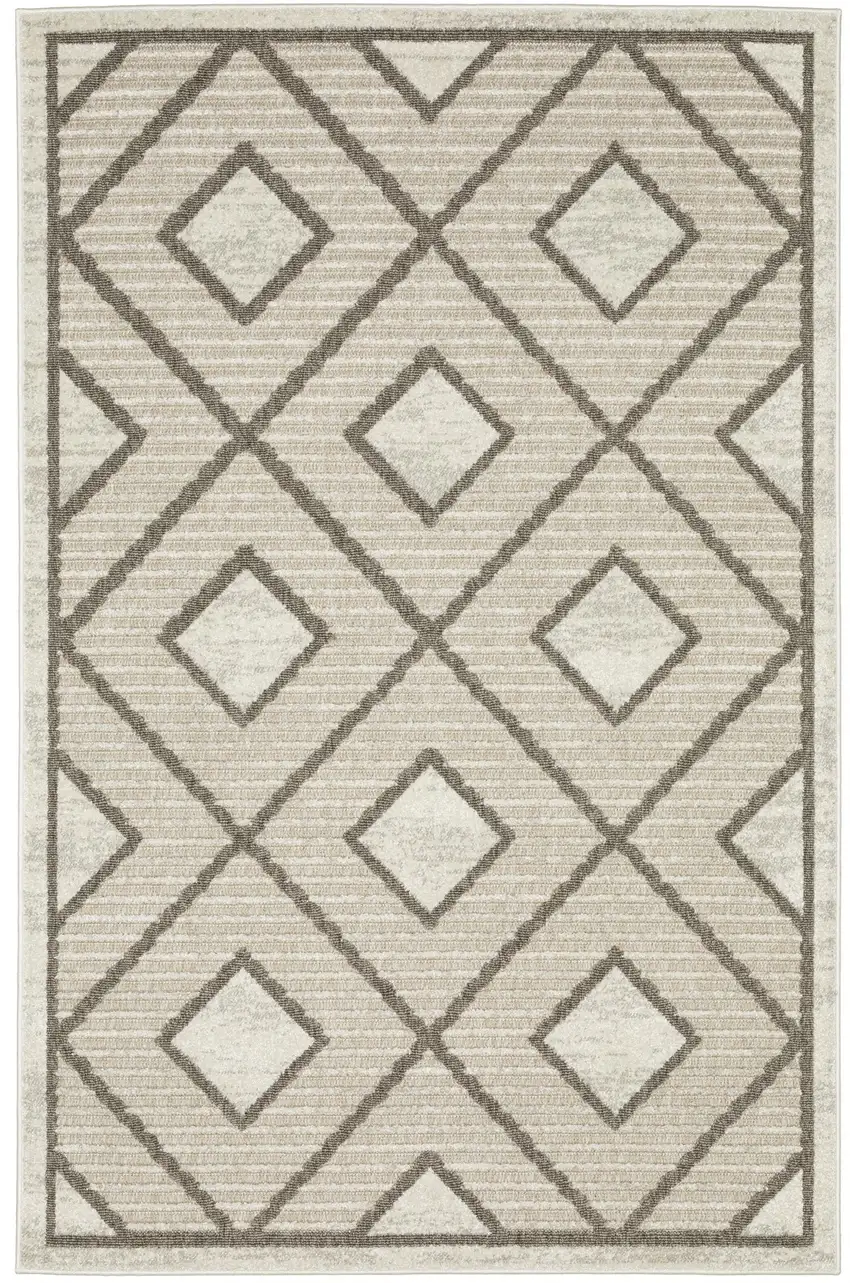 Beige And Brown Geometric Area Rug Photo 2