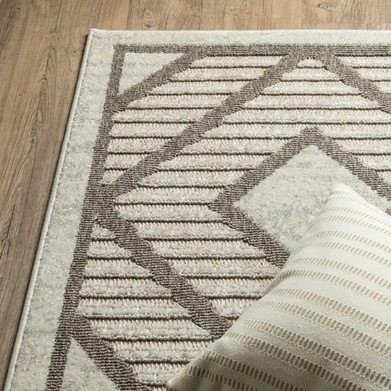 Beige And Brown Geometric Area Rug Photo 9