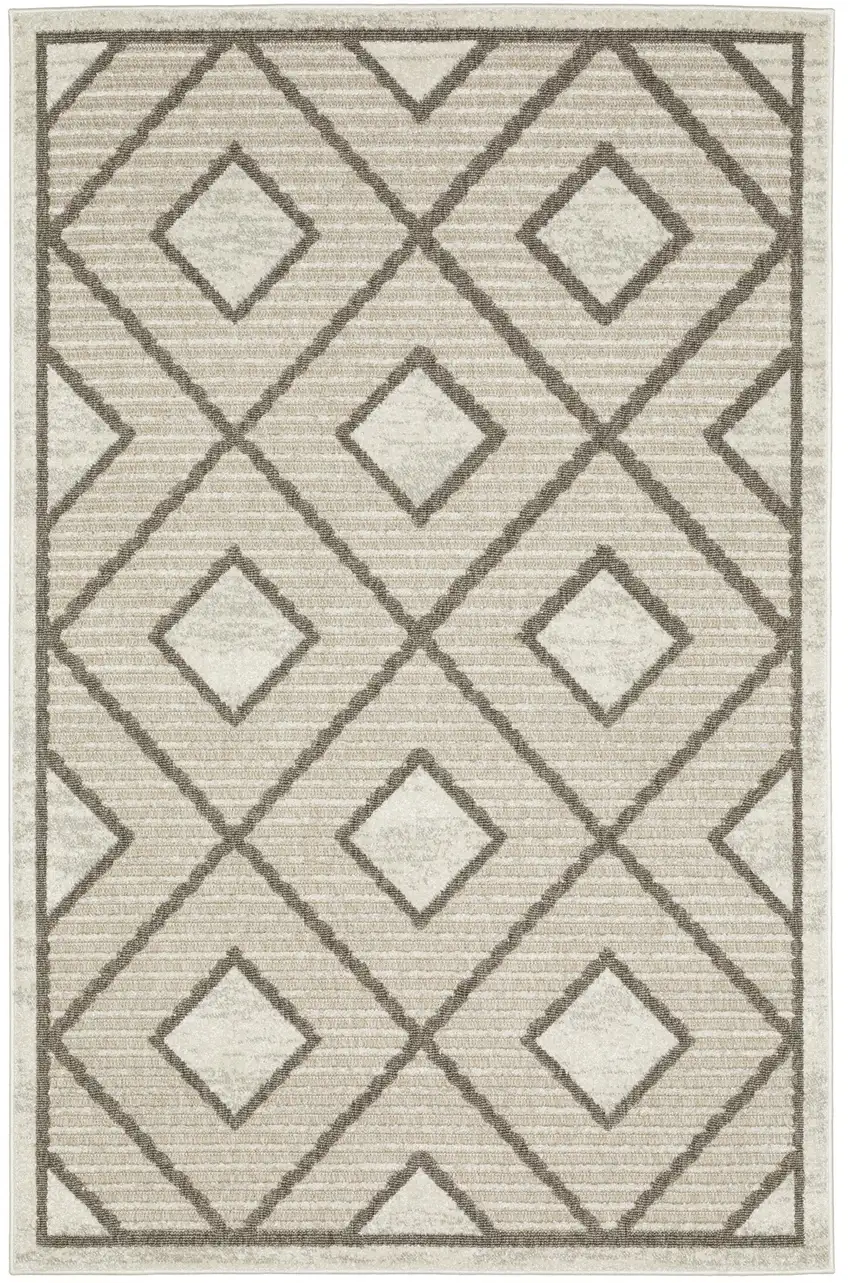Beige And Brown Geometric Area Rug Photo 8