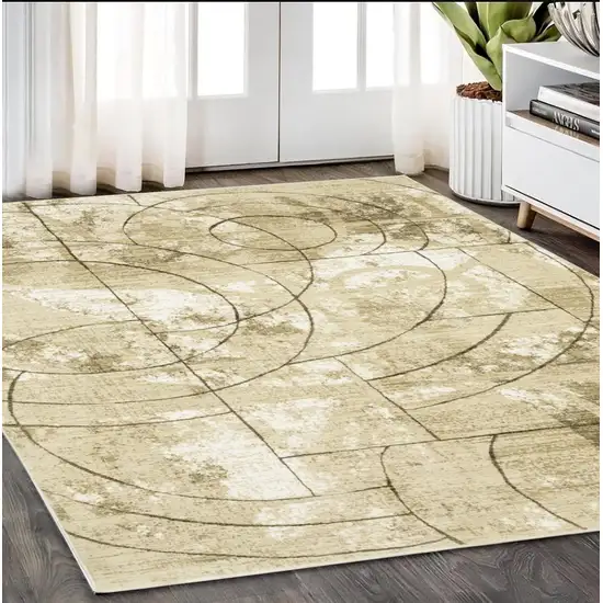 Beige And Brown Geometric Area Rug Photo 1