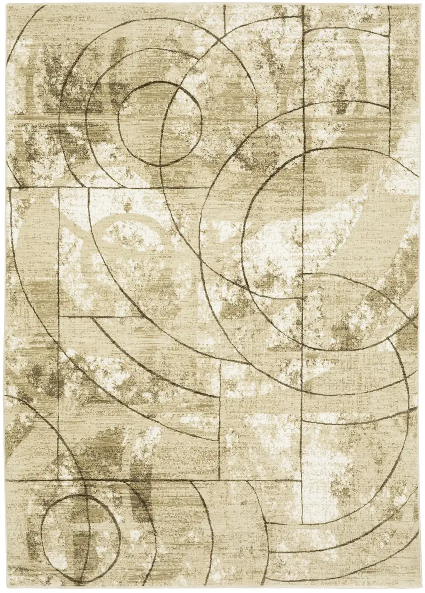 Beige And Brown Geometric Area Rug Photo 4