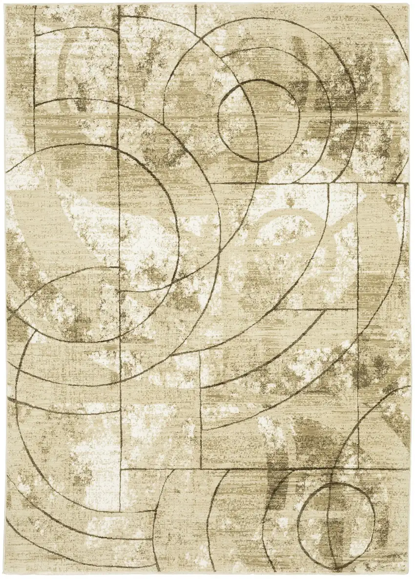 Beige And Brown Geometric Area Rug Photo 2