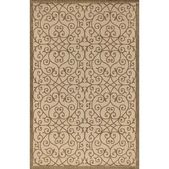 Beige And Brown Geometric Indoor Outdoor Area Rug Photo 1