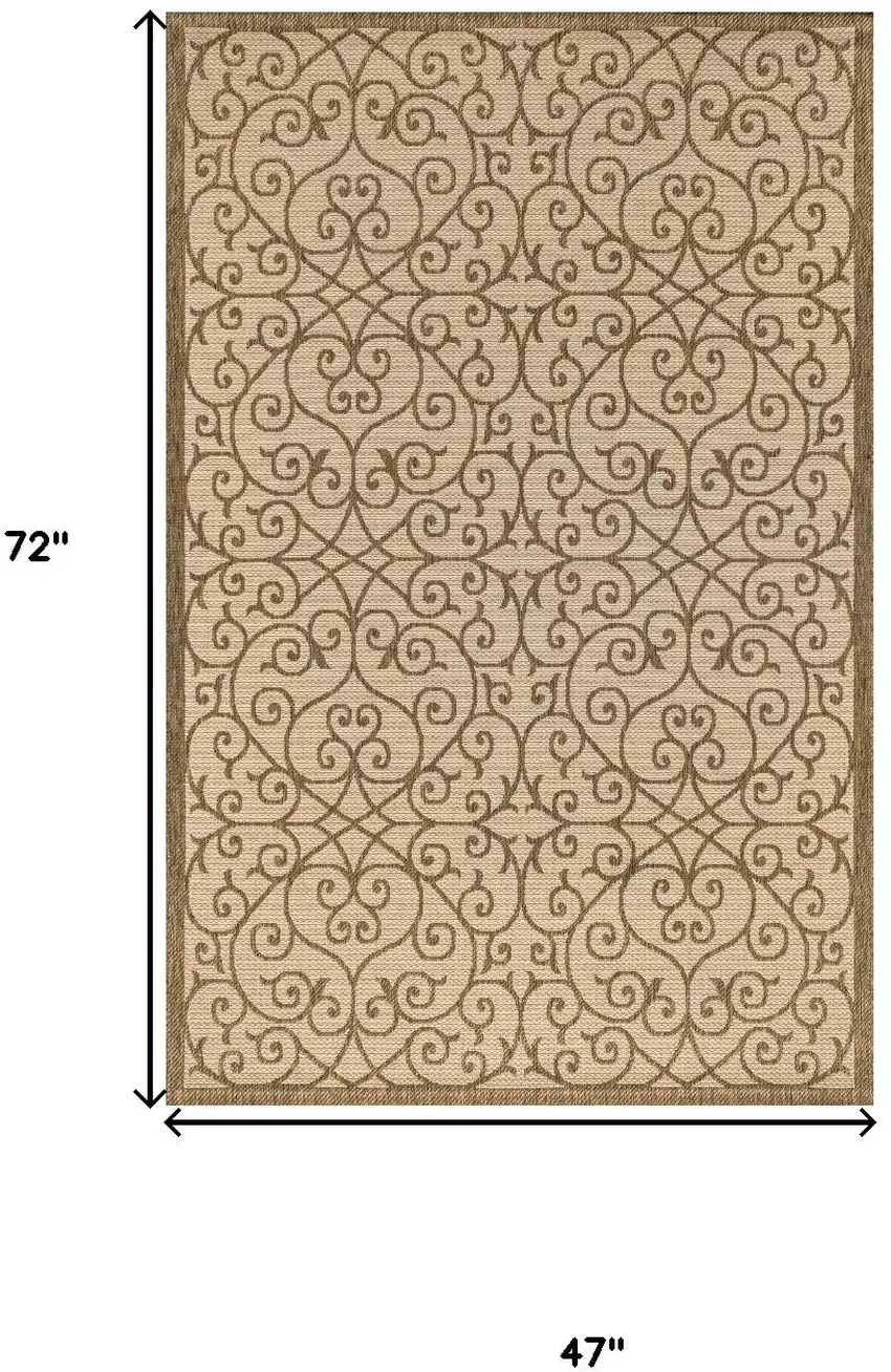 Beige And Brown Geometric Indoor Outdoor Area Rug Photo 3