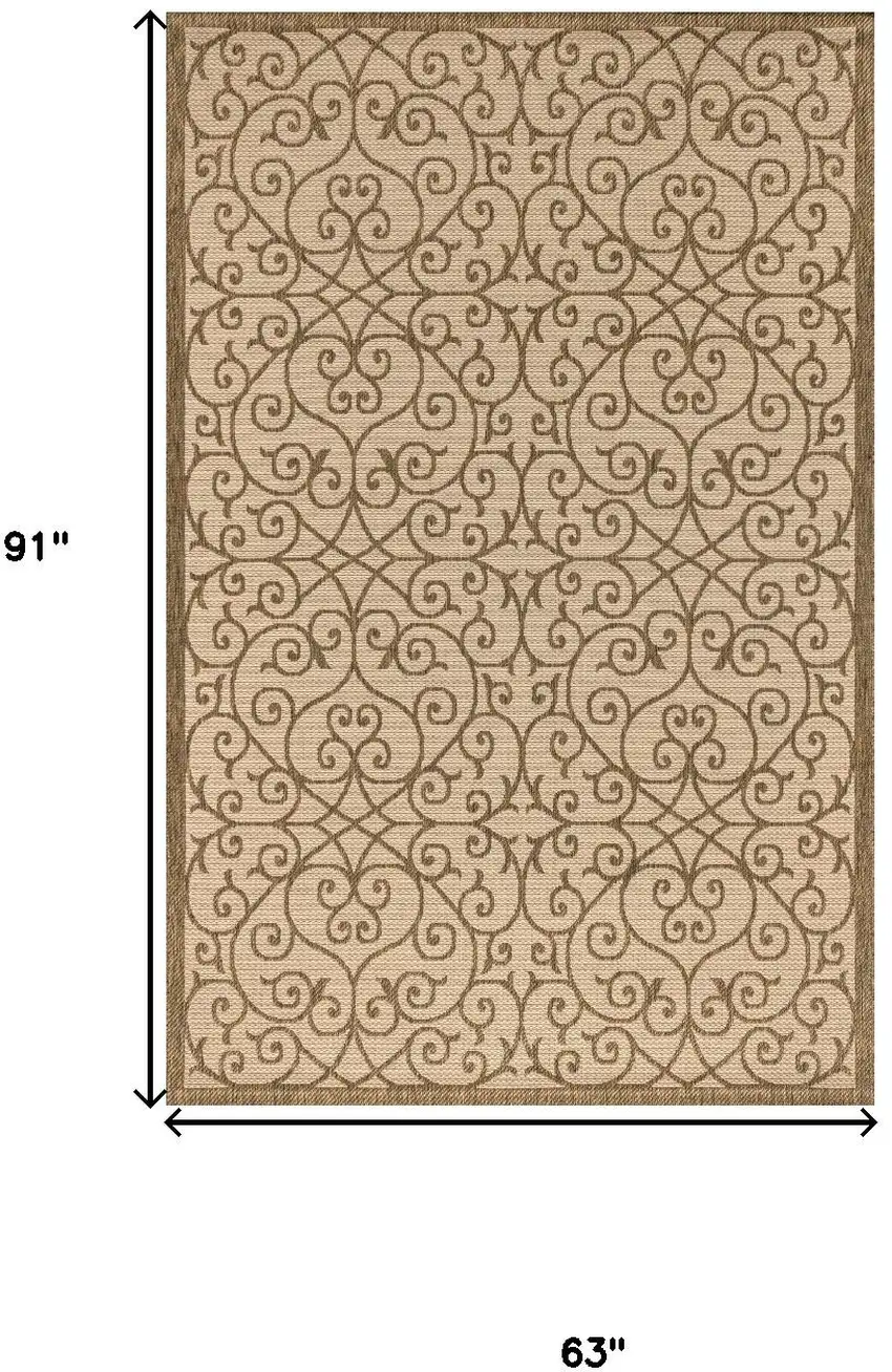 Beige And Brown Geometric Indoor Outdoor Area Rug Photo 3