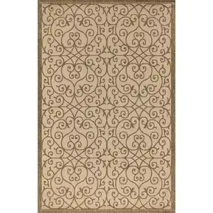 Photo of Beige And Brown Geometric Indoor Outdoor Area Rug