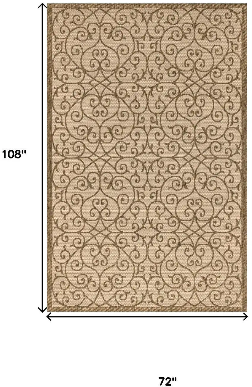 Beige And Brown Geometric Indoor Outdoor Area Rug Photo 3