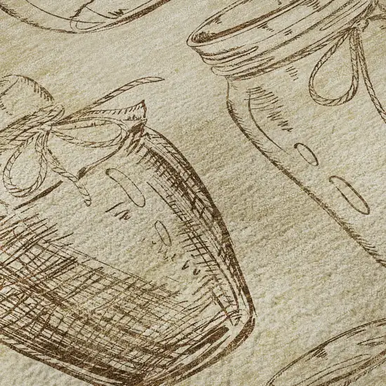 Beige And Brown Geometric Washable Area Rug With UV Protection Photo 9