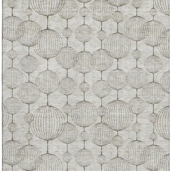 Beige And Brown Geometric Washable Area Rug With UV Protection Photo 3