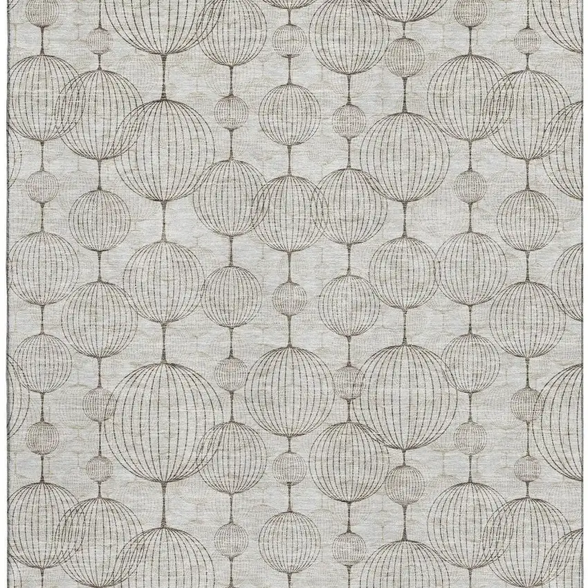 Beige And Brown Geometric Washable Area Rug With UV Protection Photo 3