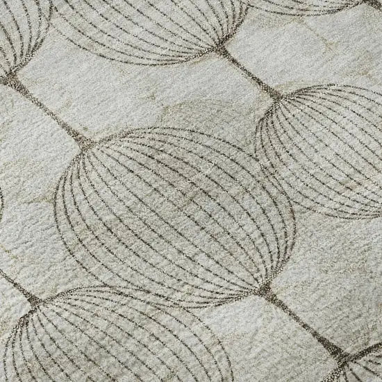Beige And Brown Geometric Washable Area Rug With UV Protection Photo 8