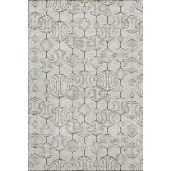 Beige And Brown Geometric Washable Area Rug With UV Protection Photo 2
