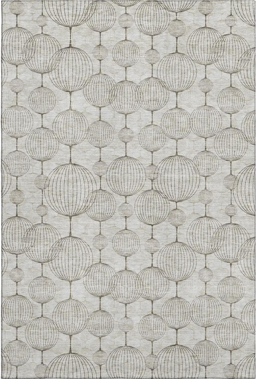 Beige And Brown Geometric Washable Area Rug With UV Protection Photo 2