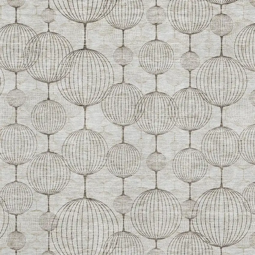 Beige And Brown Geometric Washable Area Rug With UV Protection Photo 3