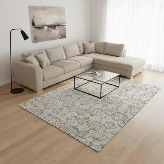 Beige And Brown Geometric Washable Area Rug With UV Protection Photo 2