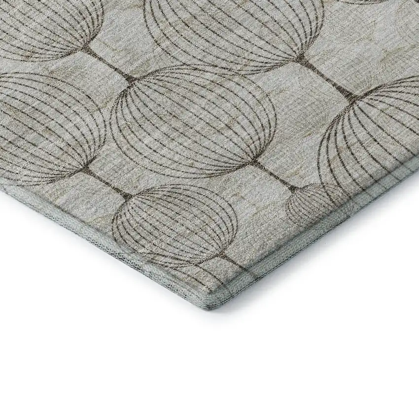 Beige And Brown Geometric Washable Area Rug With UV Protection Photo 8