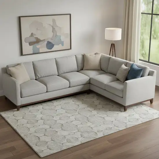 Beige And Brown Geometric Washable Area Rug With UV Protection Photo 1