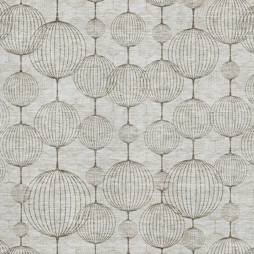 Beige And Brown Geometric Washable Area Rug With UV Protection Photo 3