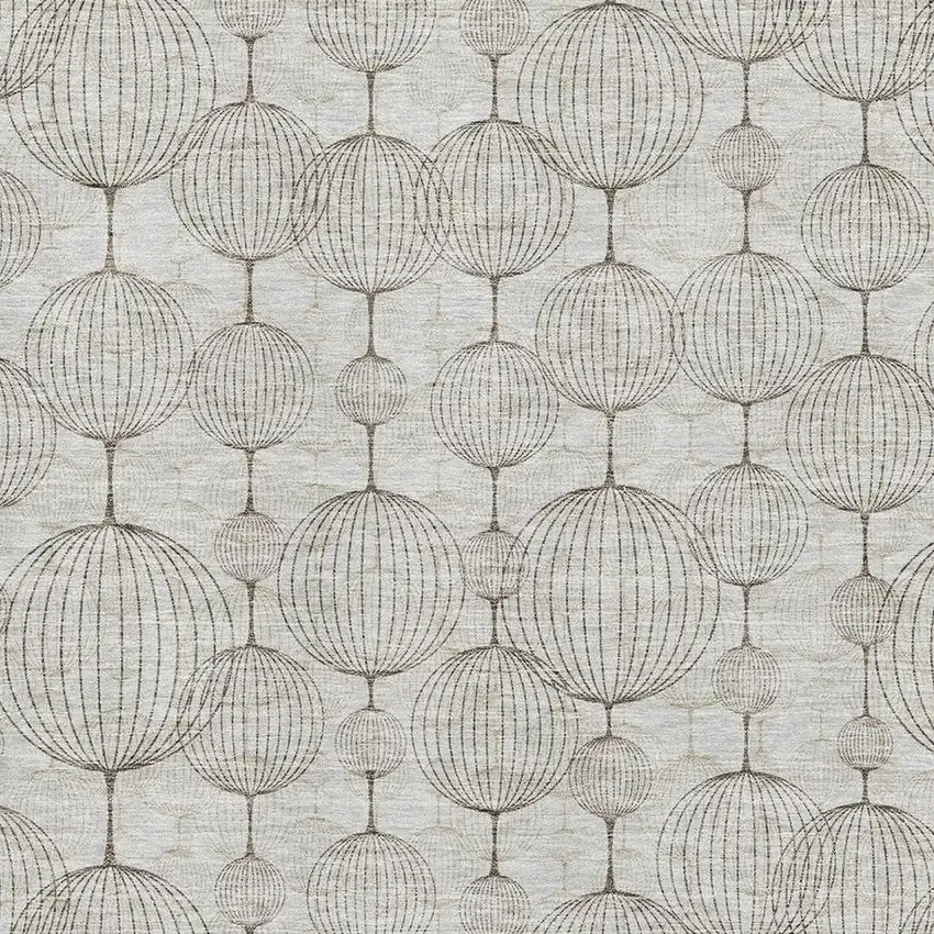 Beige And Brown Geometric Washable Area Rug With UV Protection Photo 3