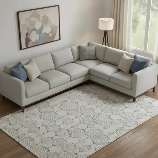 Beige And Brown Geometric Washable Area Rug With UV Protection Photo 1