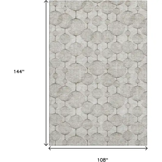 Beige And Brown Geometric Washable Area Rug With UV Protection Photo 3
