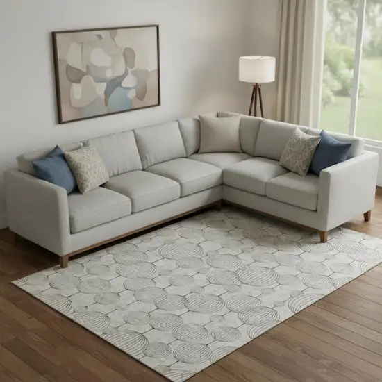 Beige And Brown Geometric Washable Area Rug With UV Protection Photo 1