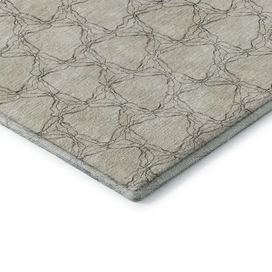 Beige And Brown Geometric Washable Area Rug With UV Protection Photo 7