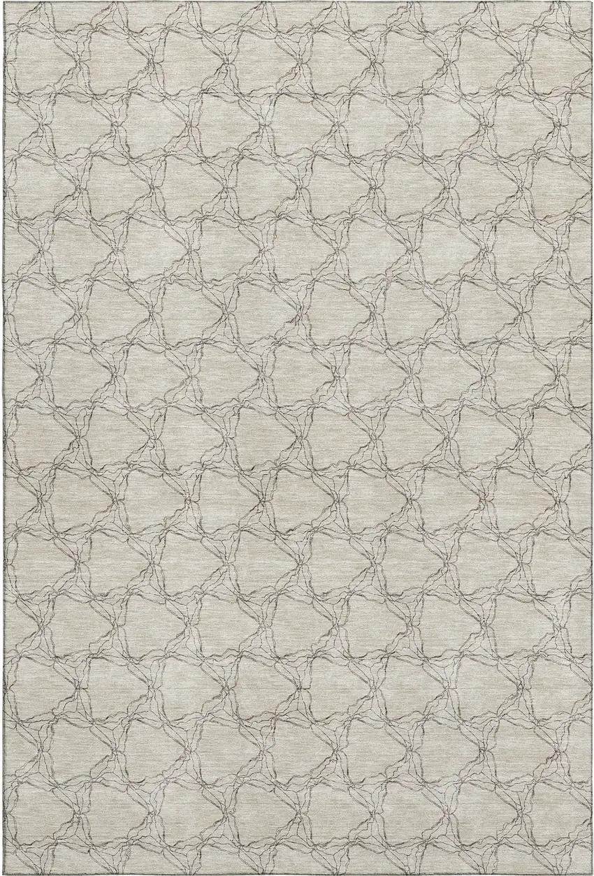 Beige And Brown Geometric Washable Area Rug With UV Protection Photo 1