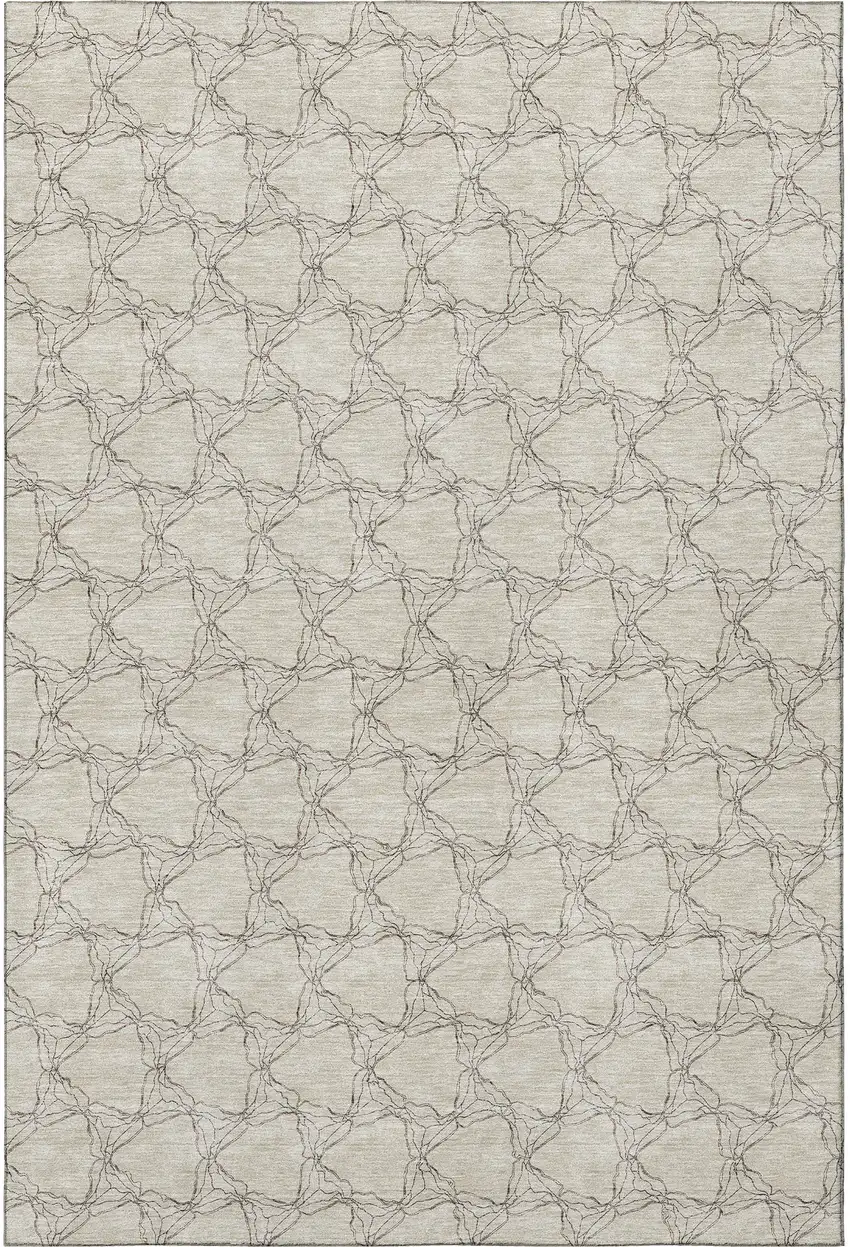 Beige And Brown Geometric Washable Area Rug With UV Protection Photo 3