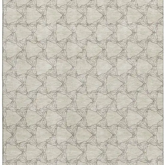 Beige And Brown Geometric Washable Area Rug With UV Protection Photo 2
