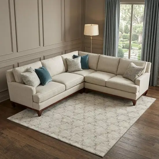 Beige And Brown Geometric Washable Area Rug With UV Protection Photo 1