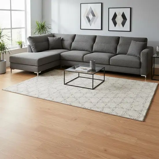 Beige And Brown Geometric Washable Area Rug With UV Protection Photo 2