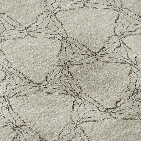 Beige And Brown Geometric Washable Area Rug With UV Protection Photo 9