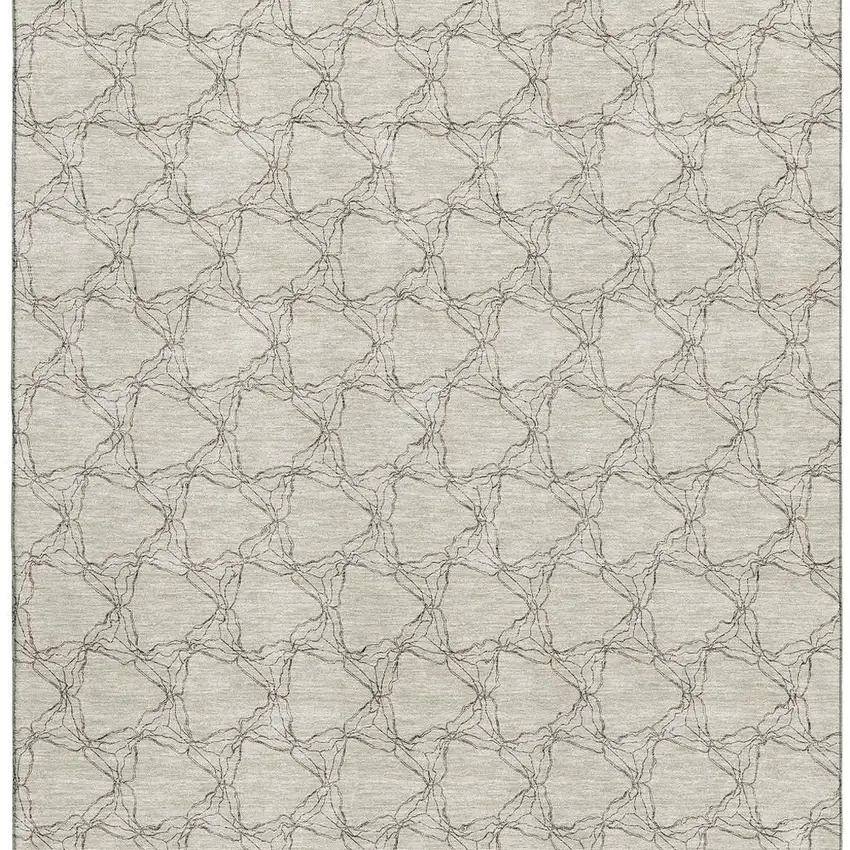 Beige And Brown Geometric Washable Area Rug With UV Protection Photo 3
