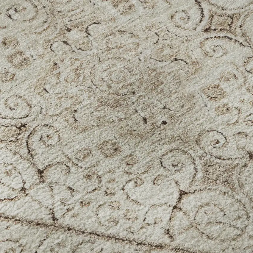 Beige And Brown Geometric Washable Area Rug With UV Protection Photo 9